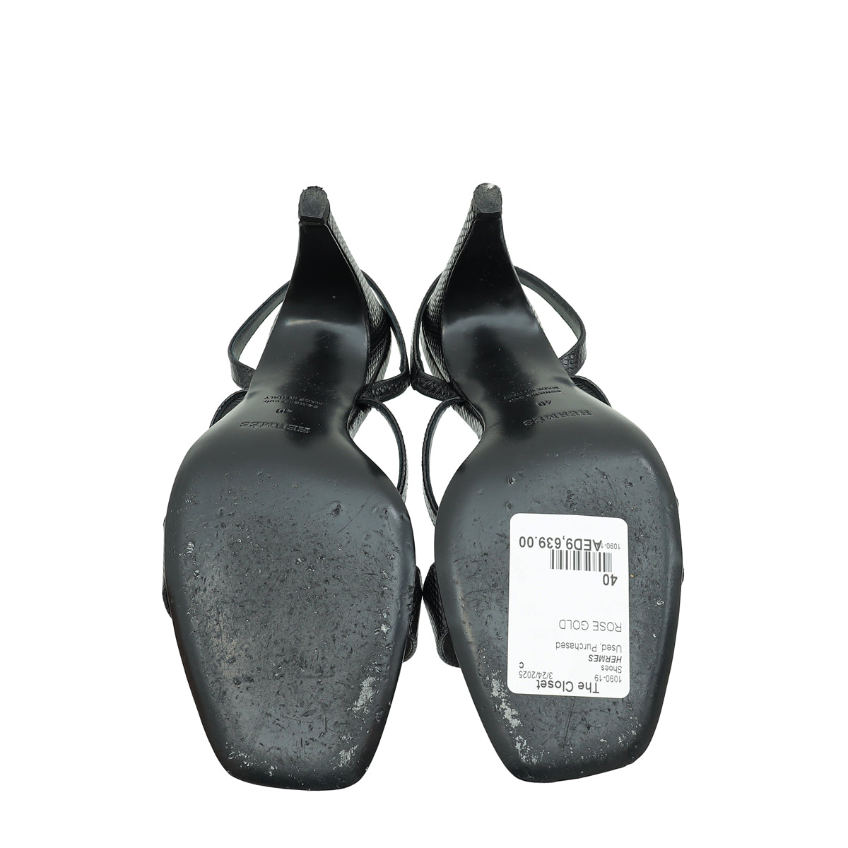 Hermes Noir Lizard Glamour 75 Sandal 40 – THE CLOSET
