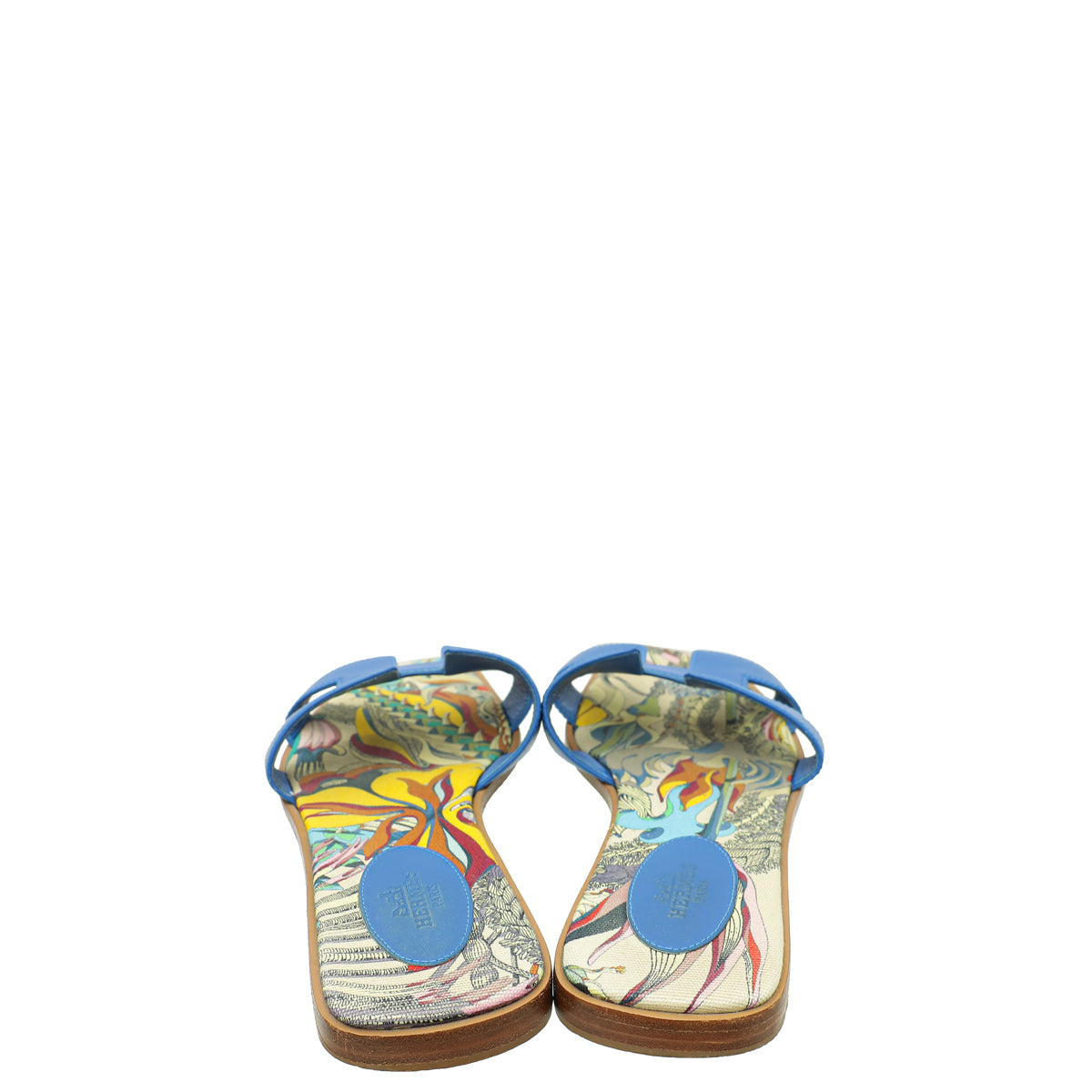 Hermes Bleu Zanzibar Oran Fantaisie Botanique Printed Sandal 40