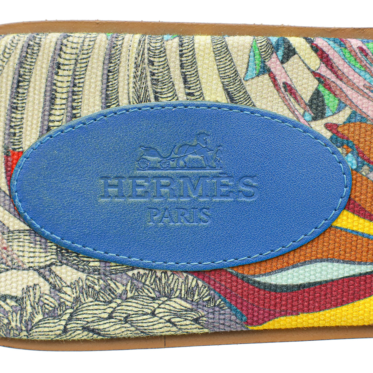 Hermes Bleu Zanzibar Oran Fantaisie Botanique Printed Sandal 40