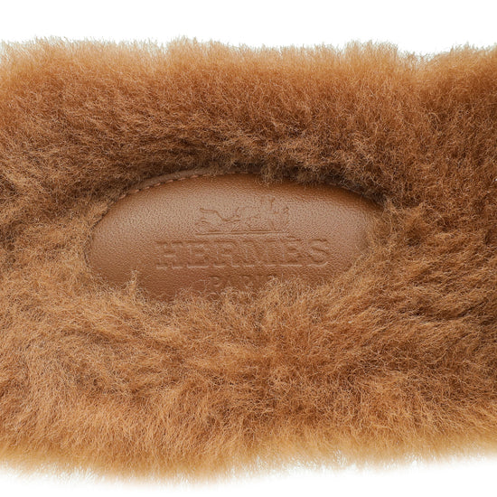 Hermes Naturel Oran Shearling Sandal 40