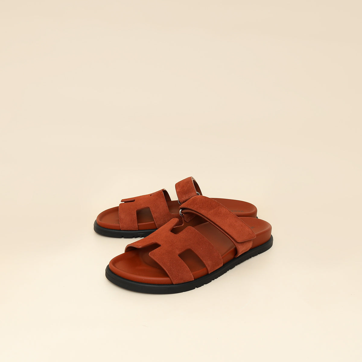 Hermes Maroon Muscavado Chypre Suede Goatskin Sandal 40-Hermes-THE CLOSET