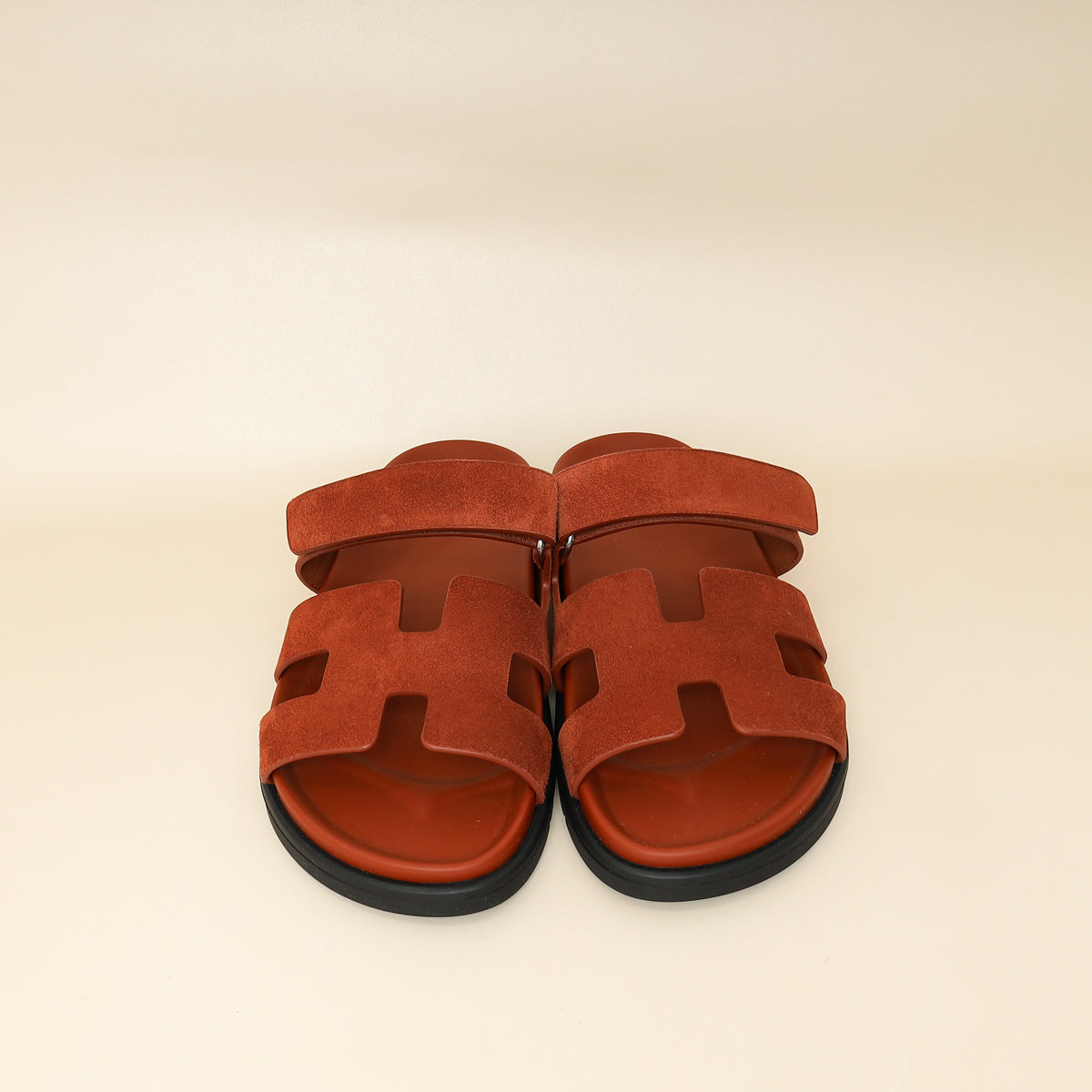 Hermes Maroon Muscavado Chypre Suede Goatskin Sandal 40-Hermes-THE CLOSET