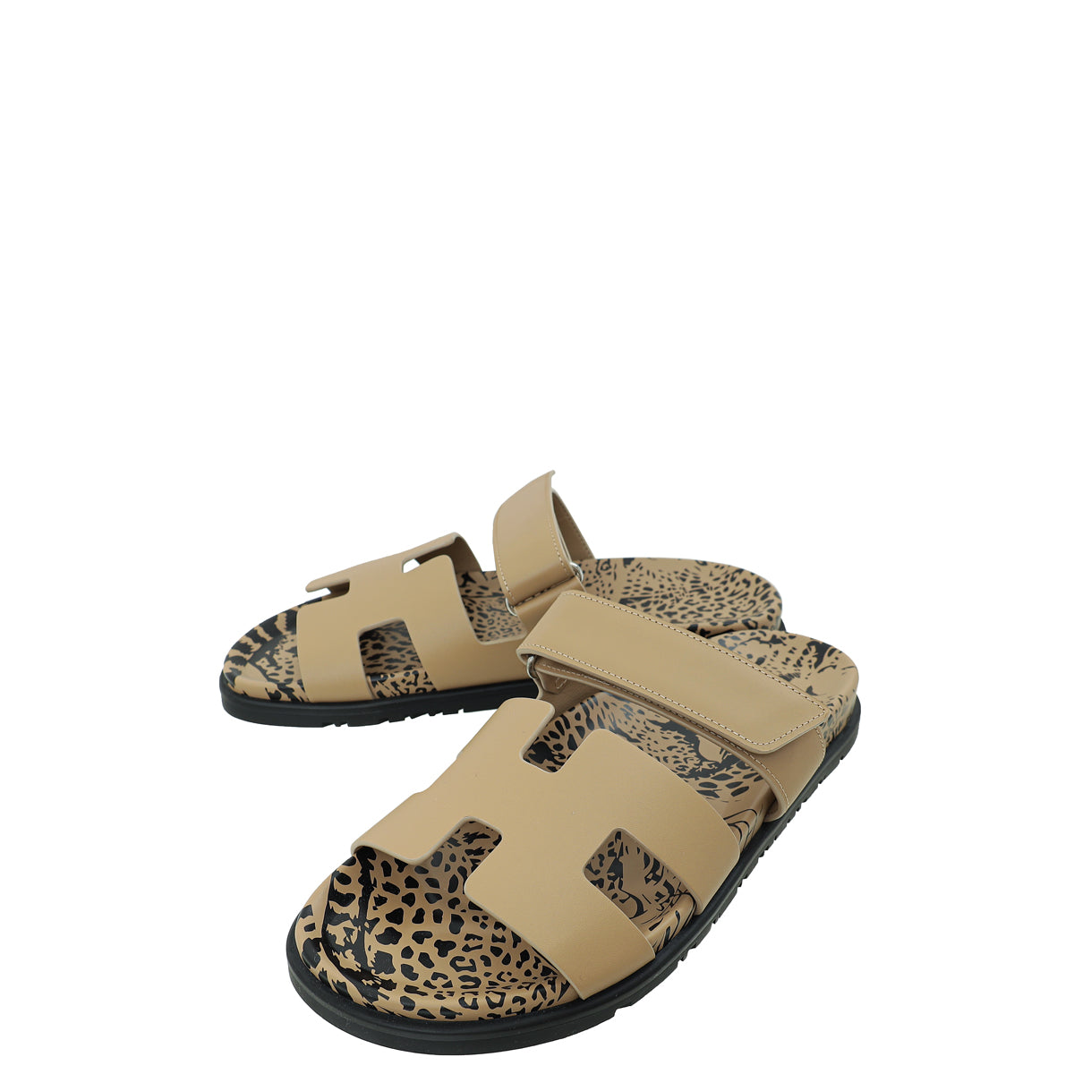 Chypre Beige Argile Leopard Print Sandal 40-Hermes-THE CLOSET