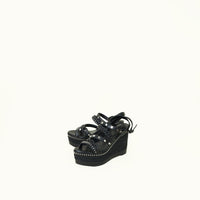 Hermes Noir Studded Wedge Sandal 40