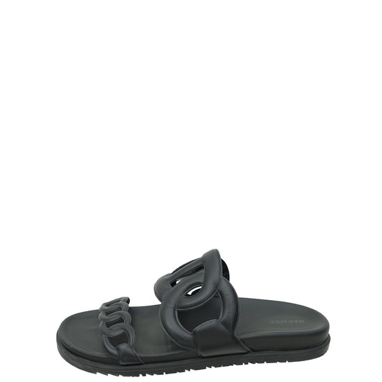 Hermes Black Extra Sandal 41