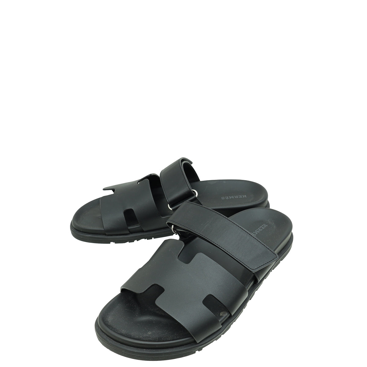 Hermes Black Chypre Sandals 41.5