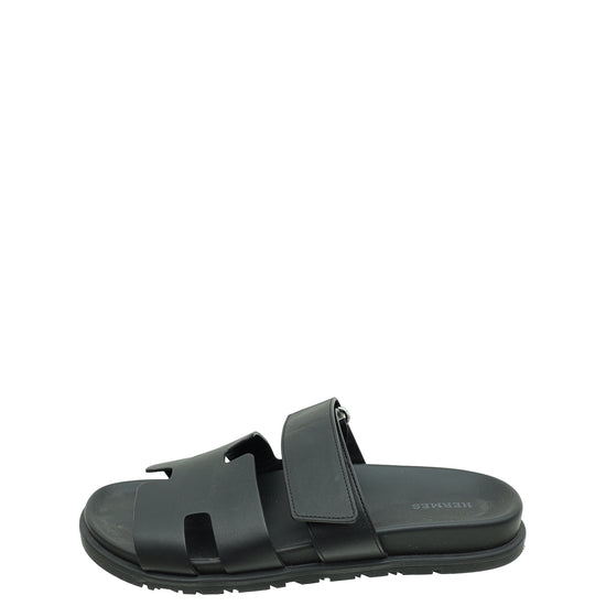 Hermes Black Chypre Sandals 41.5