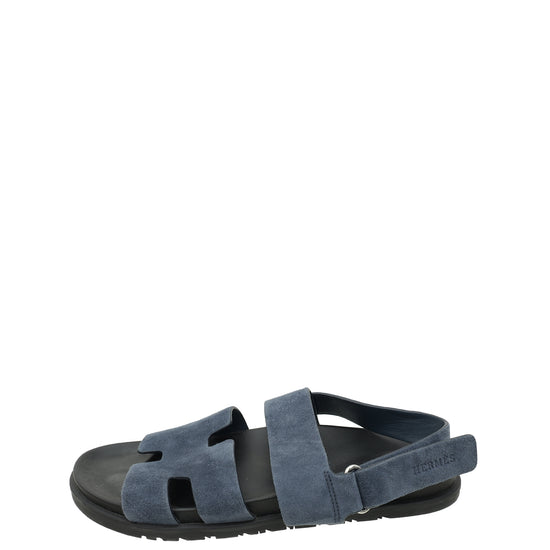 Hermes Bleu Celeste Genius Suede Goatskin Sandal 42