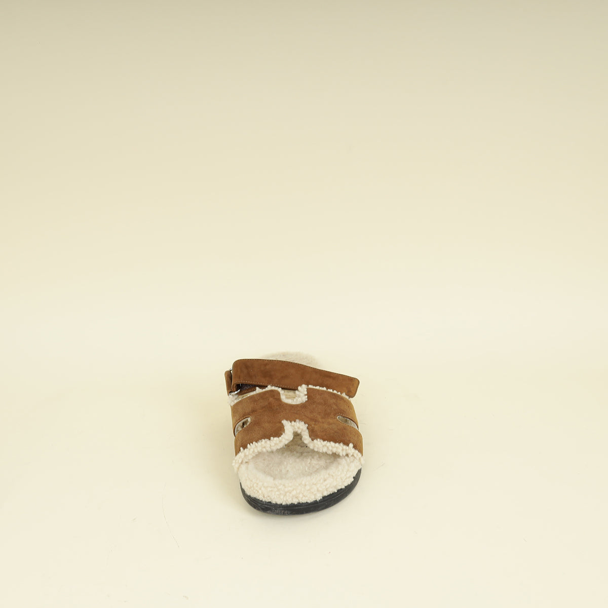 Hermes Naturel Suede Shearling Chypre Sandal 42