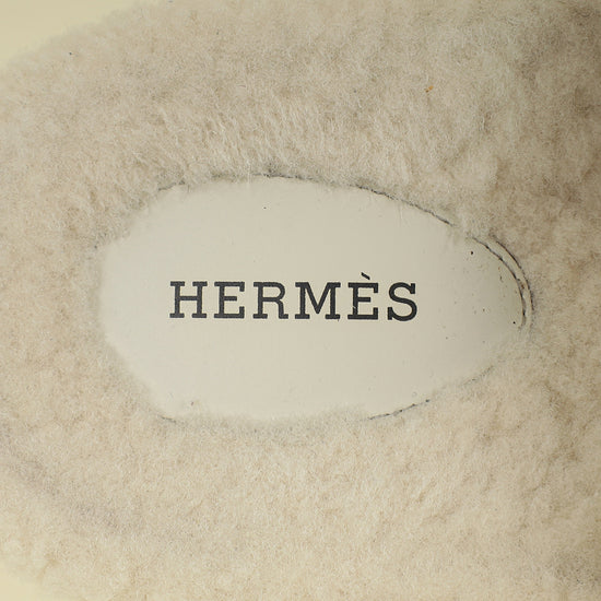 Hermes Naturel Suede Shearling Chypre Sandal 42