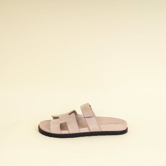 Hermes Rose Porcelaine Chypre Suede Goatskin Sandal 42-Hermes-THE CLOSET