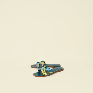Hermes Bleu Iroise Cavalcadour Oran Sandals 42