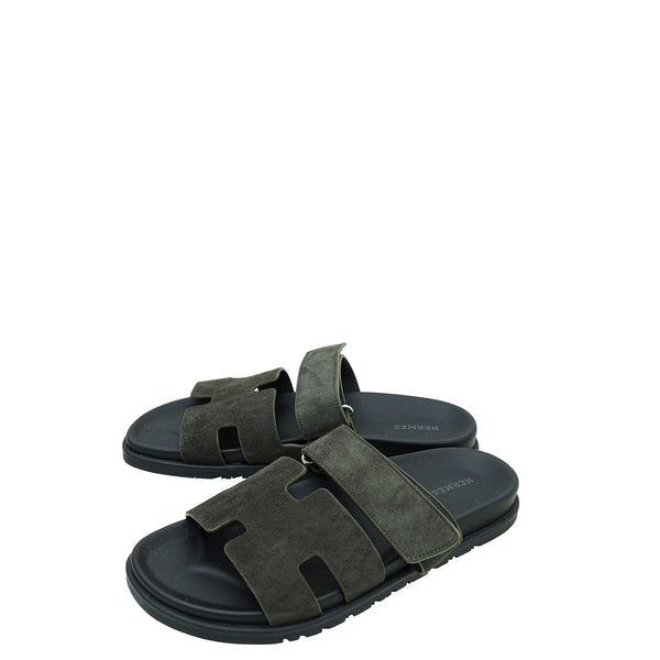 Hermes Vert Foret Suede Goatskin Chypre Sandal 42 – THE CLOSET