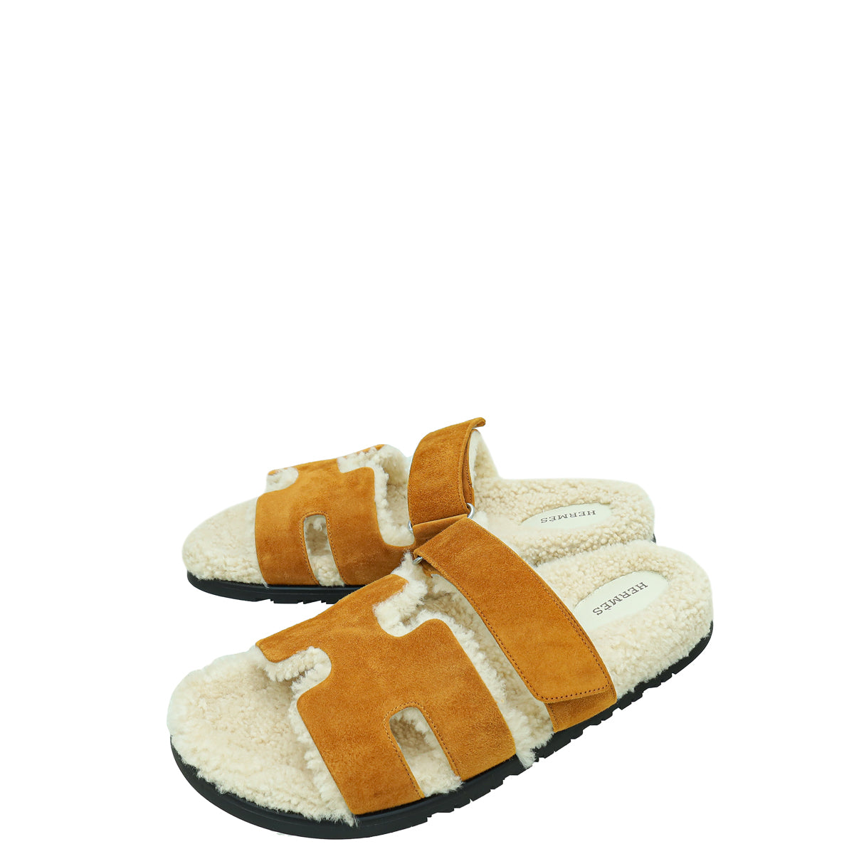Hermes Bicolor Suede Shearling Chypre Sandals 43-Hermes-THE CLOSET