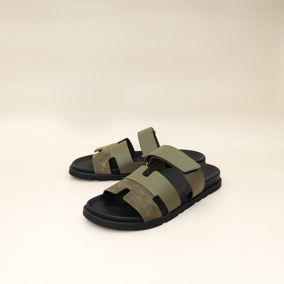 Hermes Vert Toundra Suede Chypre Sandal 44-Hermes-THE CLOSET