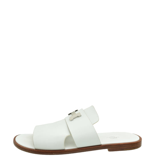 Hermes Blanc Arles Calfskin Mule 45-Hermes-THE CLOSET