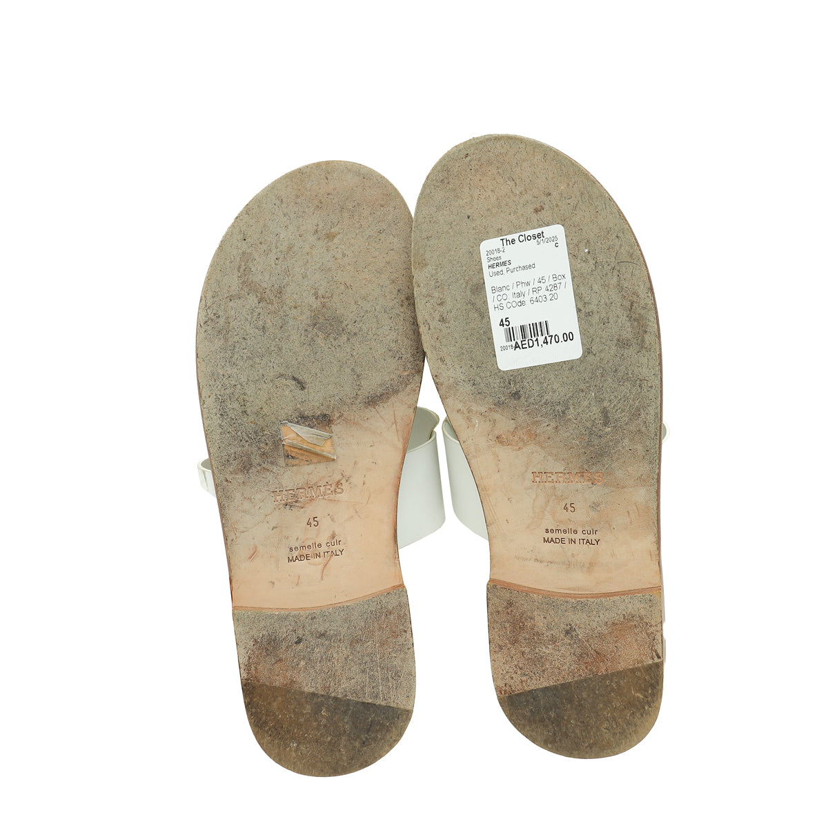 Hermes Blanc Arles Calfskin Mule 45-Hermes-THE CLOSET