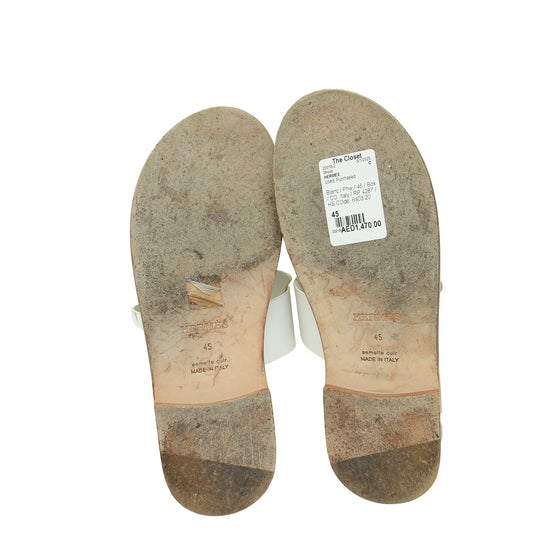 Hermes Blanc Arles Calfskin Mule 45-Hermes-THE CLOSET