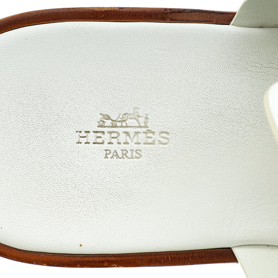 Hermes Blanc Arles Calfskin Mule 45-Hermes-THE CLOSET