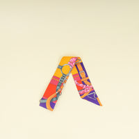 Hermes Mustard Multicolor Grand Manege Fleuri Printed Twilly