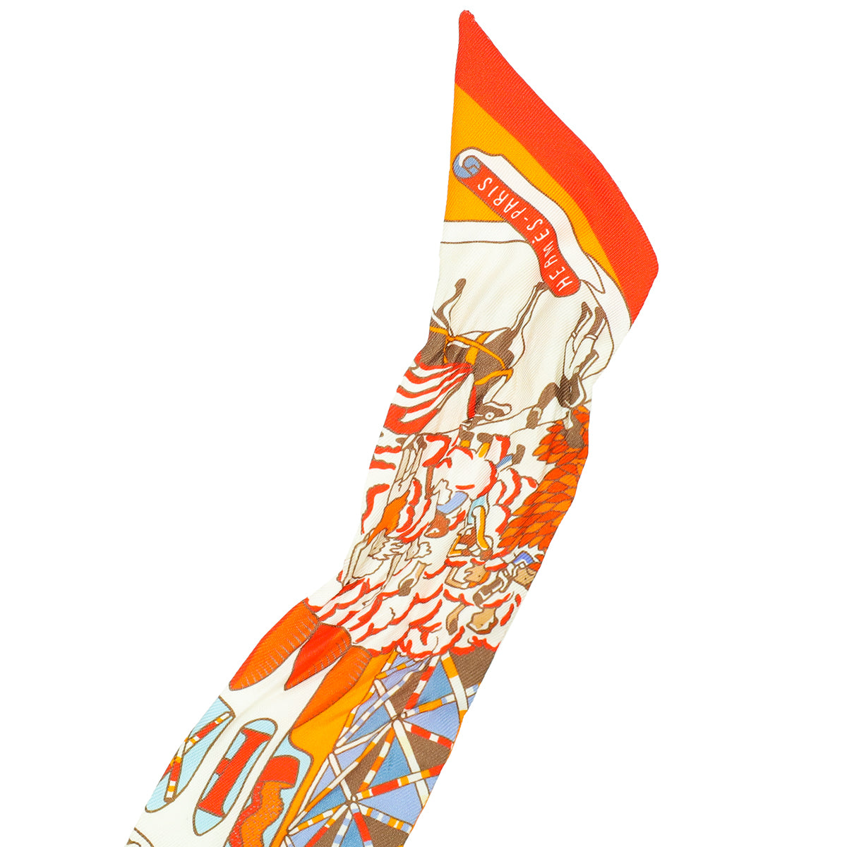 Hermes Orange Multicolor Silk Exposition Universelle Twilly-Hermes-THE CLOSET