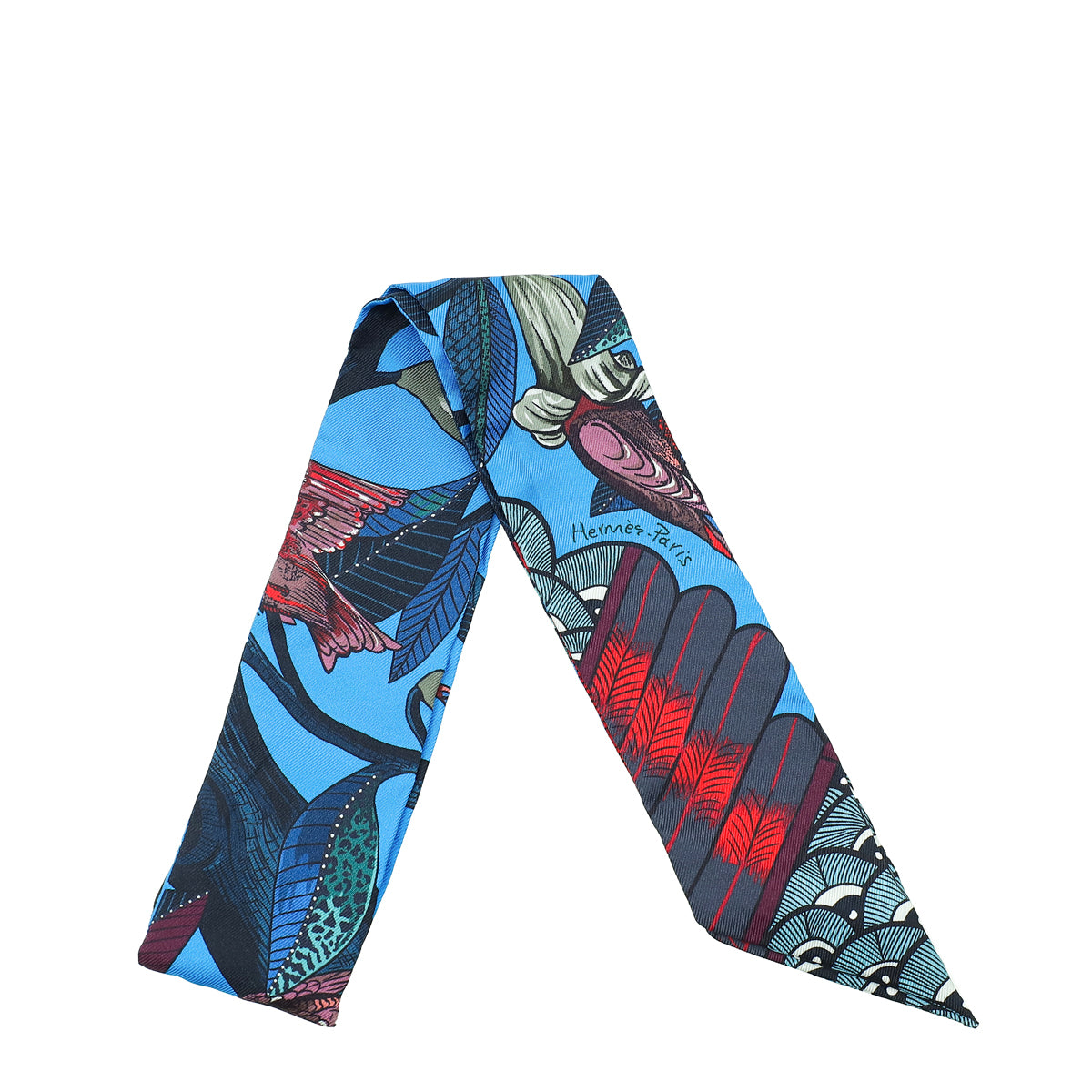 Hermes Cobalt Rouge Silk Tree of Song Twilly-Hermes-THE CLOSET