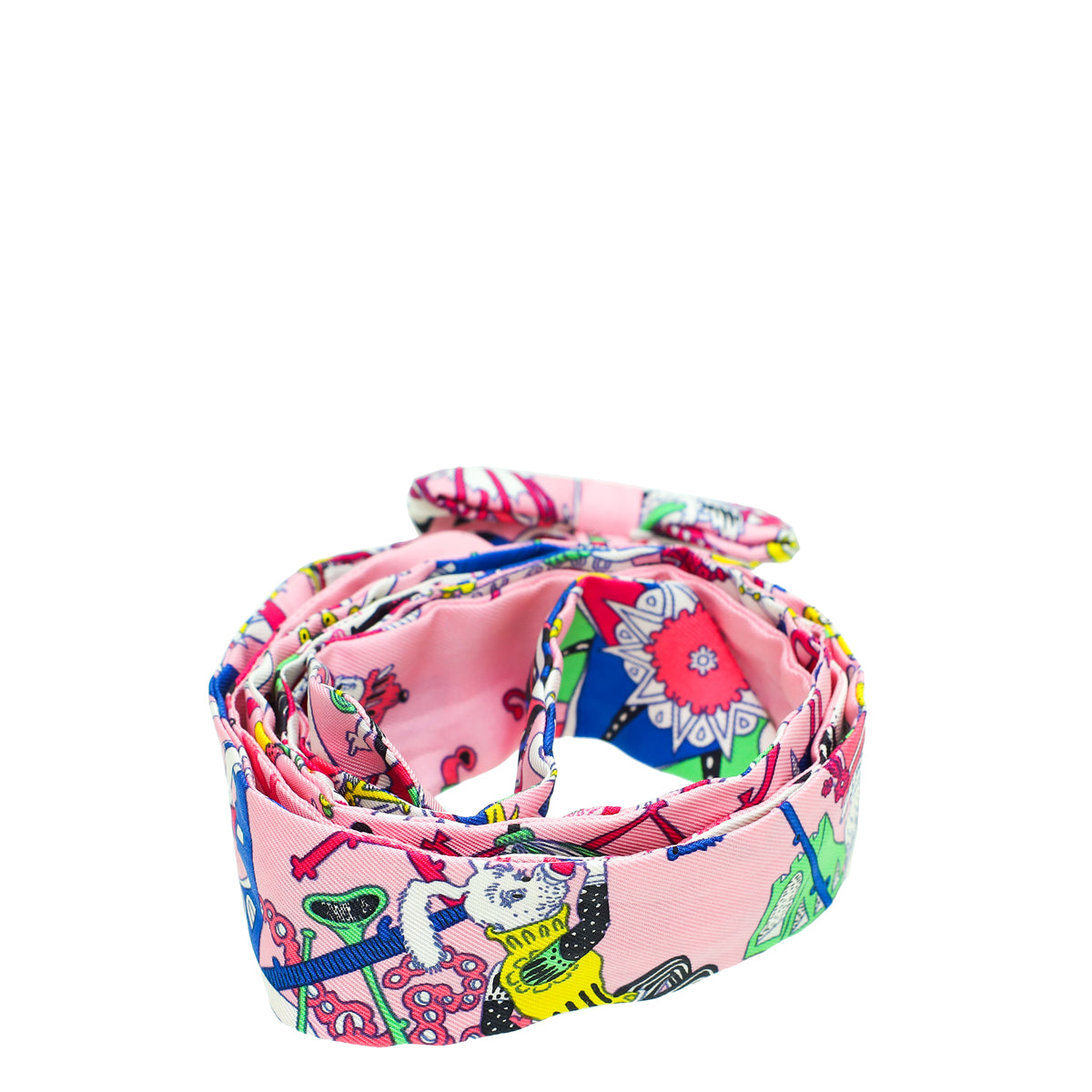 Hermes Pink Multicolor Hermes Extra Long Twilly W/Bow-Hermes-THE CLOSET