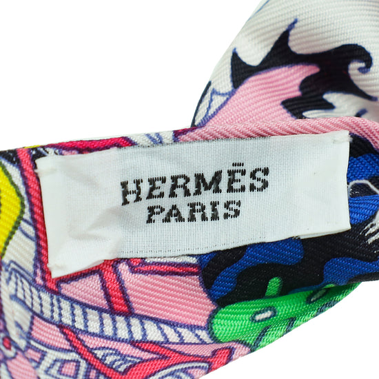 Hermes Pink Multicolor Hermes Extra Long Twilly W/Bow