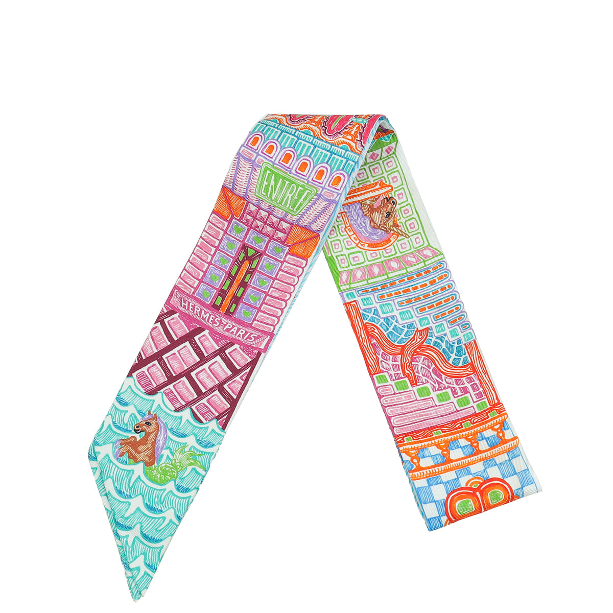 Hermes Multicolor Super Silk Quest Twilly