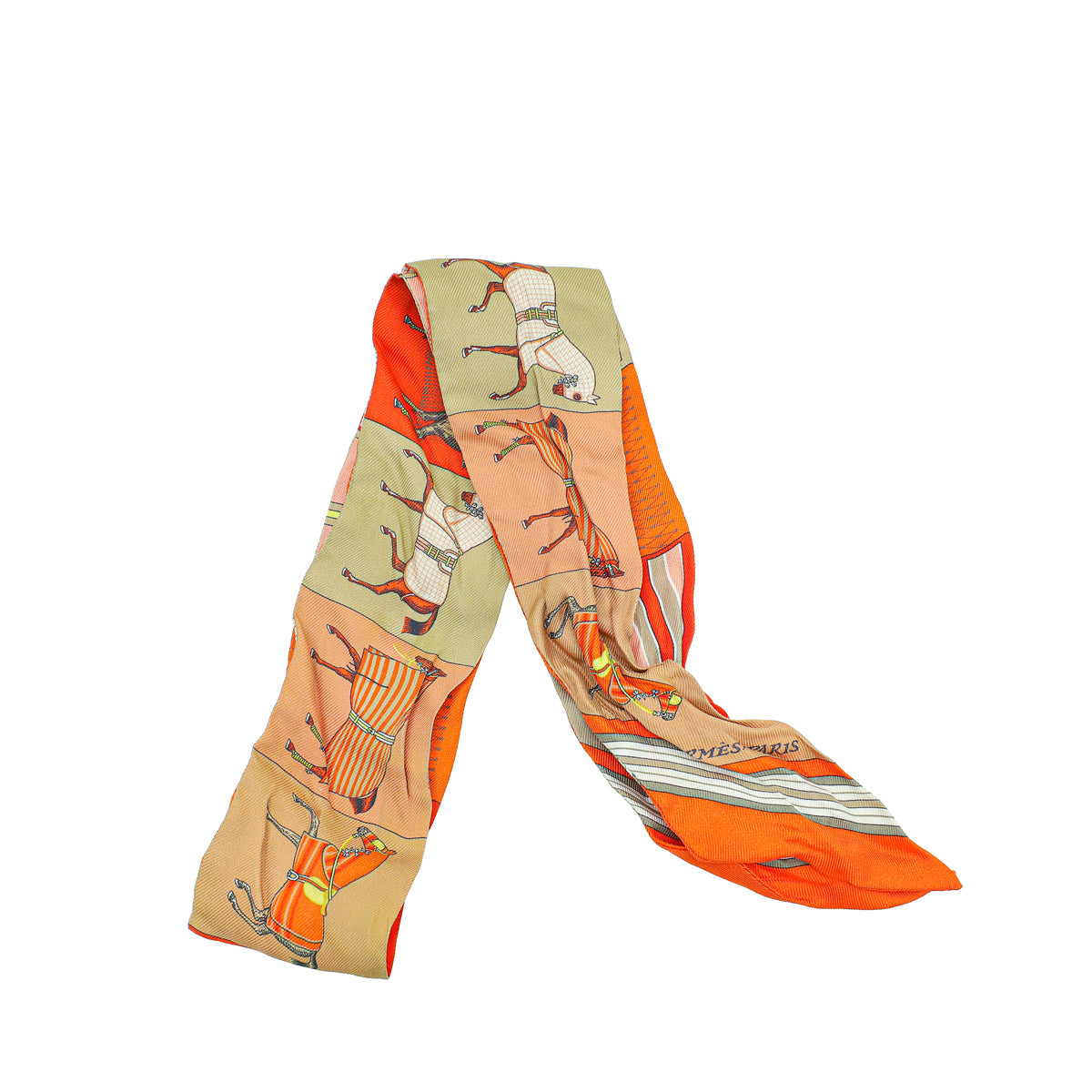Hermes Orange Multicolor Couvertures Nouvelles Silk Twilly-Hermes-THE CLOSET