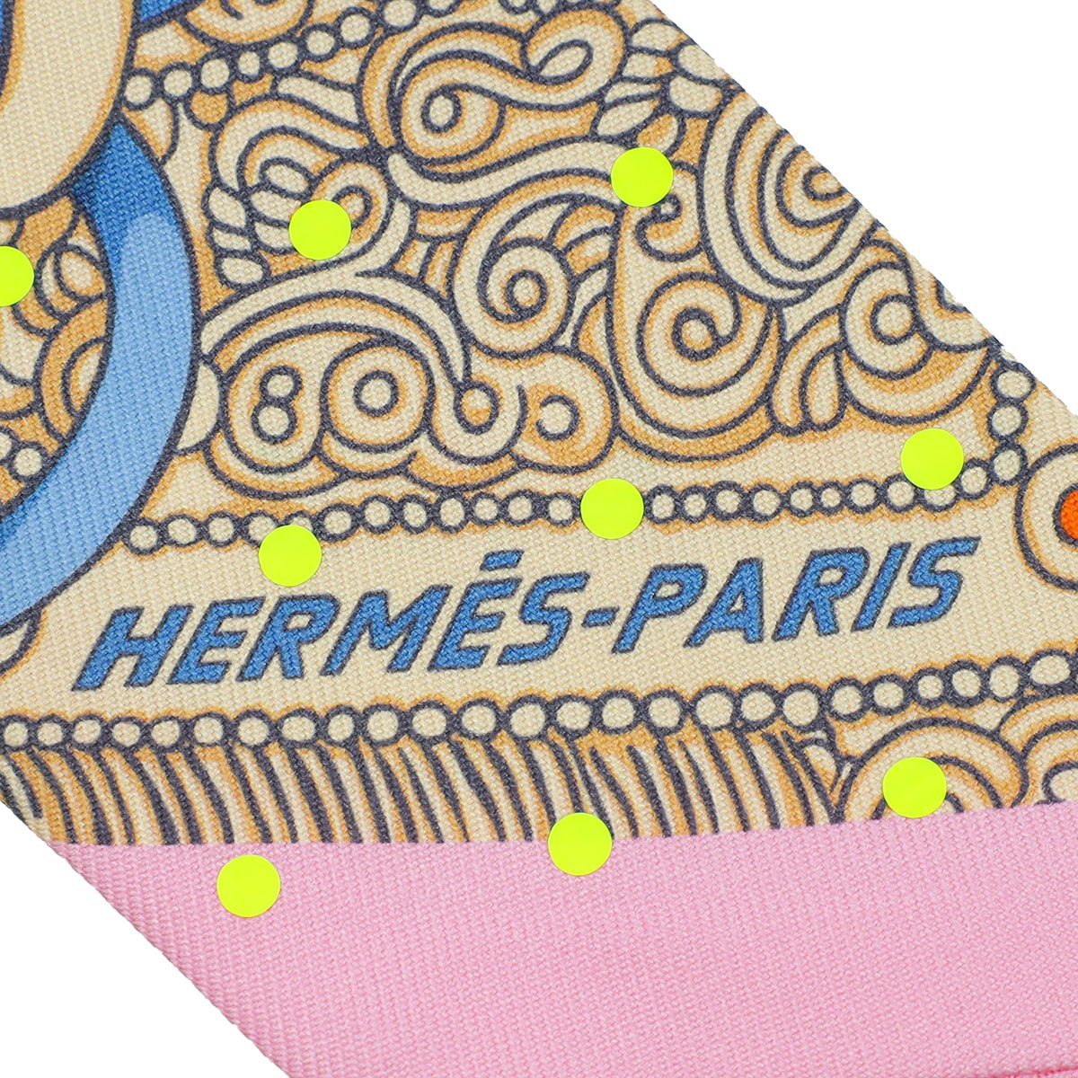 Hermes Bicolor Silk Selle de Dignitaire Plumetis Twilly