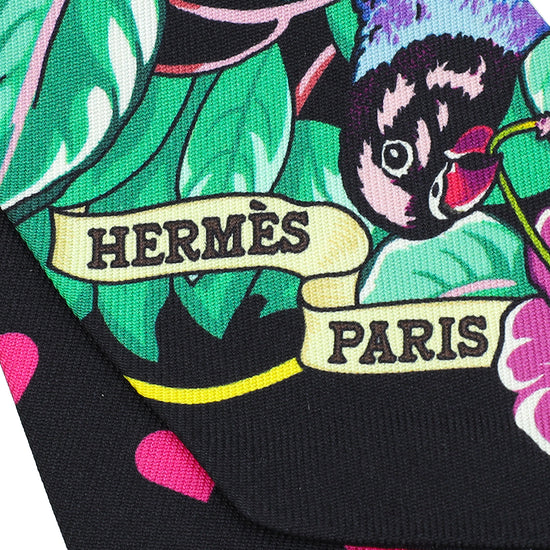 Hermes Black Vert Rose Vif Silk Jungle Love Love Twilly