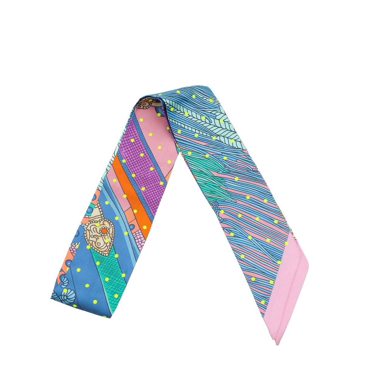 Hermes Bicolor Silk Selle de Dignitaire Plumetis Twilly-Hermes-THE CLOSET