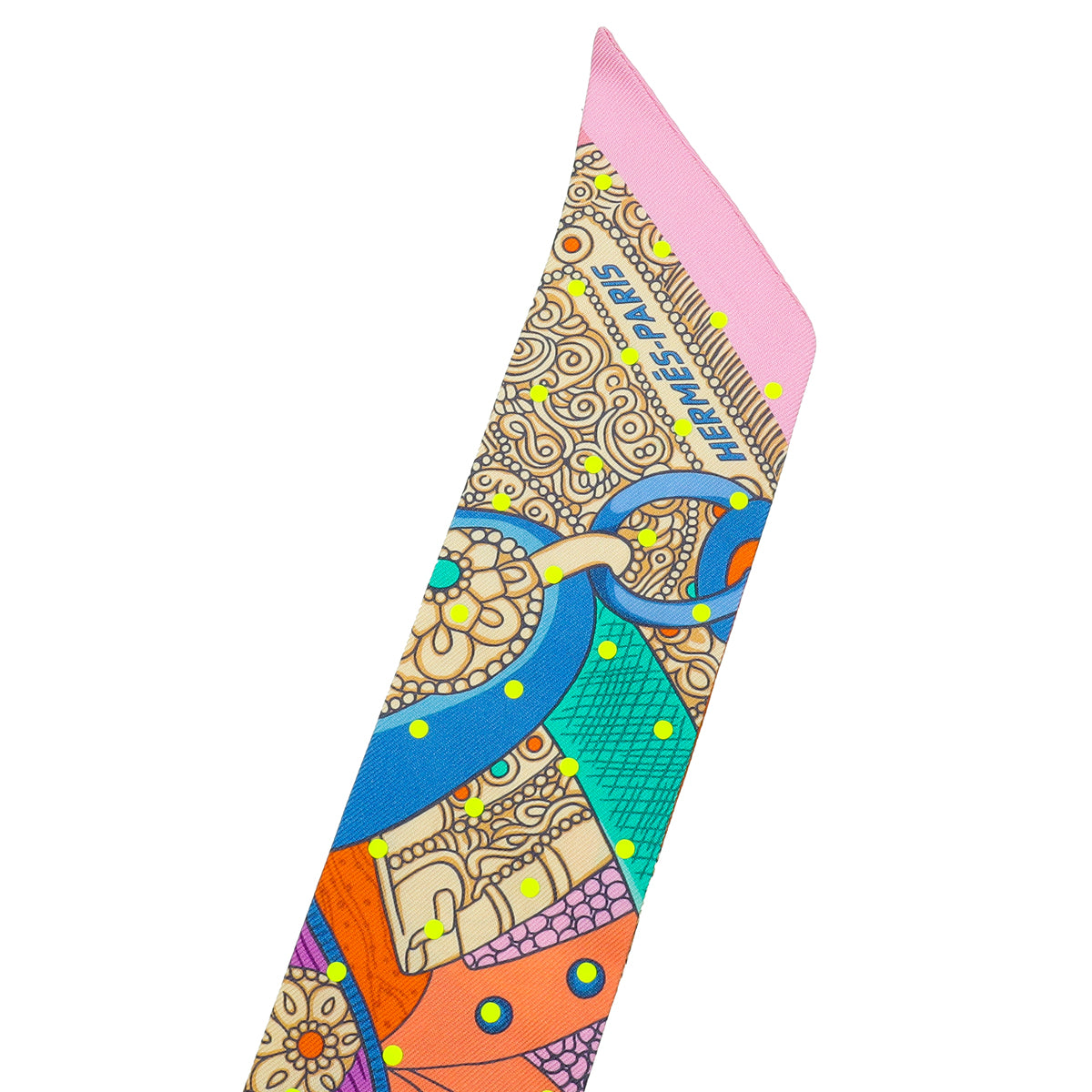 Hermes Bicolor Silk Selle de Dignitaire Plumetis Twilly-Hermes-THE CLOSET