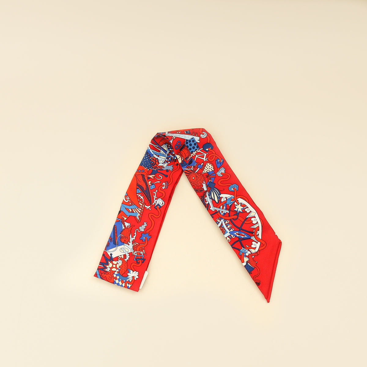 Hermes Tricolor La Folle Parade Silk Twilly-Hermes-THE CLOSET