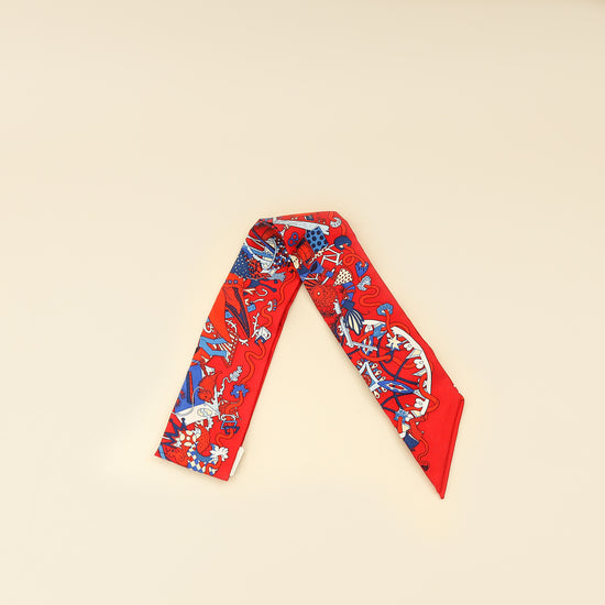 Hermes Tricolor La Folle Parade Silk Twilly-Hermes-THE CLOSET