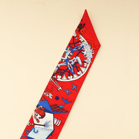 Hermes Tricolor La Folle Parade Silk Twilly-Hermes-THE CLOSET