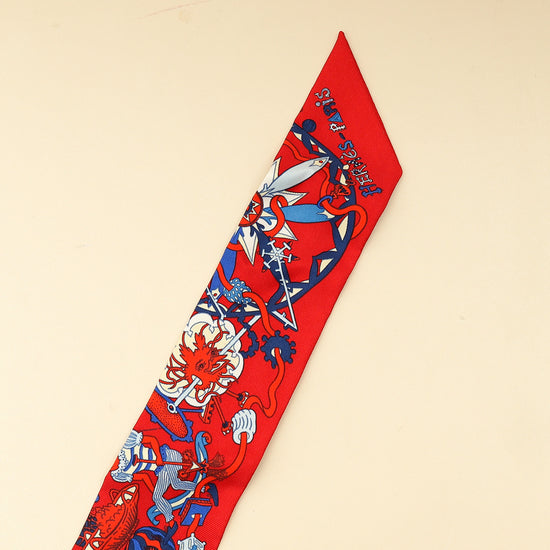 Hermes Tricolor La Folle Parade Silk Twilly-Hermes-THE CLOSET