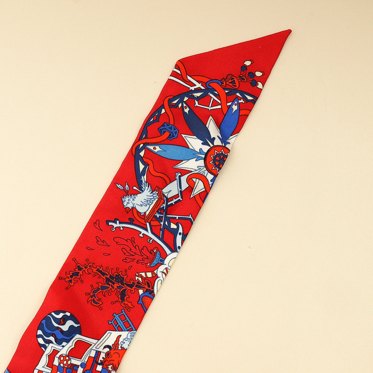 Hermes Tricolor La Folle Parade Silk Twilly-Hermes-THE CLOSET