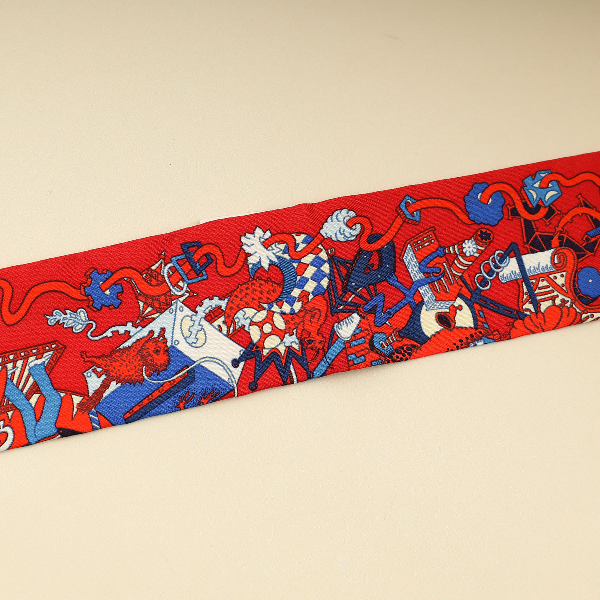 Hermes Tricolor La Folle Parade Silk Twilly-Hermes-THE CLOSET