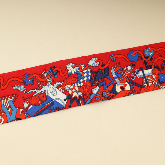 Hermes Tricolor La Folle Parade Silk Twilly-Hermes-THE CLOSET