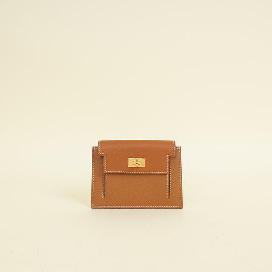 Hermes Gold Kelly Pocket Compact Wallet