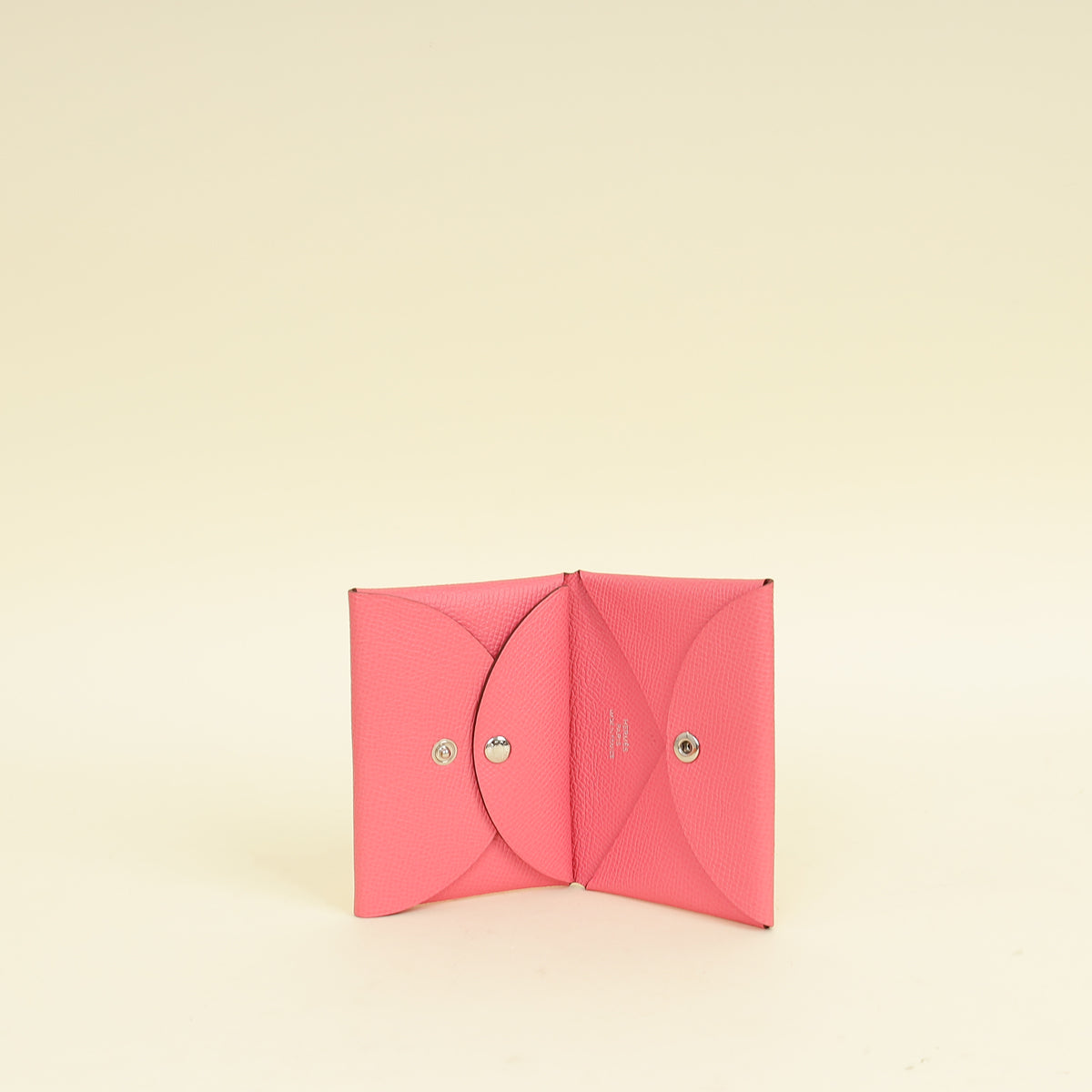 Hermes Rose Azalee Porte-Cartes Calvi Duo Compact Card Holder