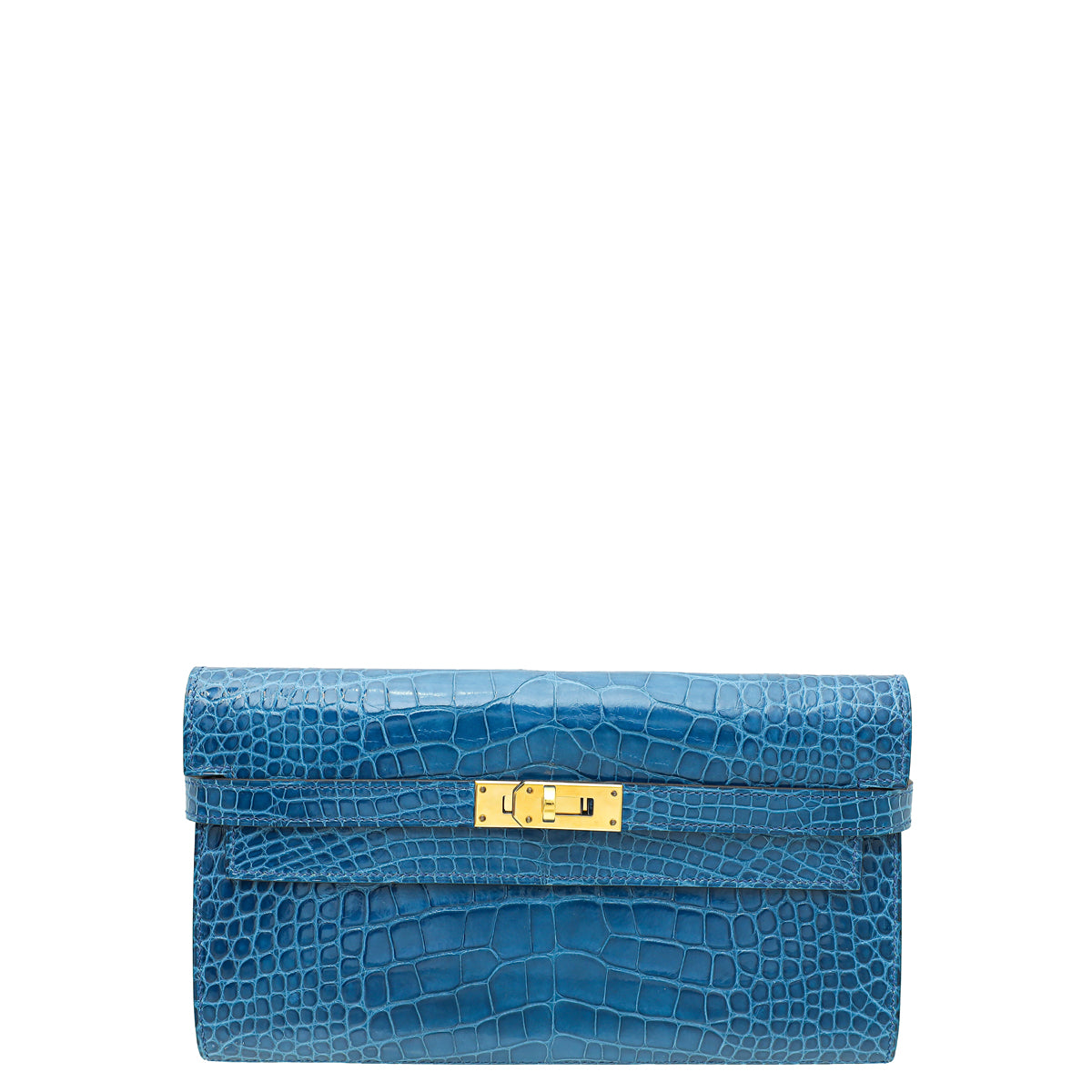 Hermes Bleu Izmir Alligator Kelly Classic Wallet-Hermes-THE CLOSET