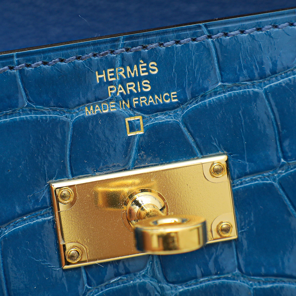 Hermes Bleu Izmir Alligator Kelly Classic Wallet