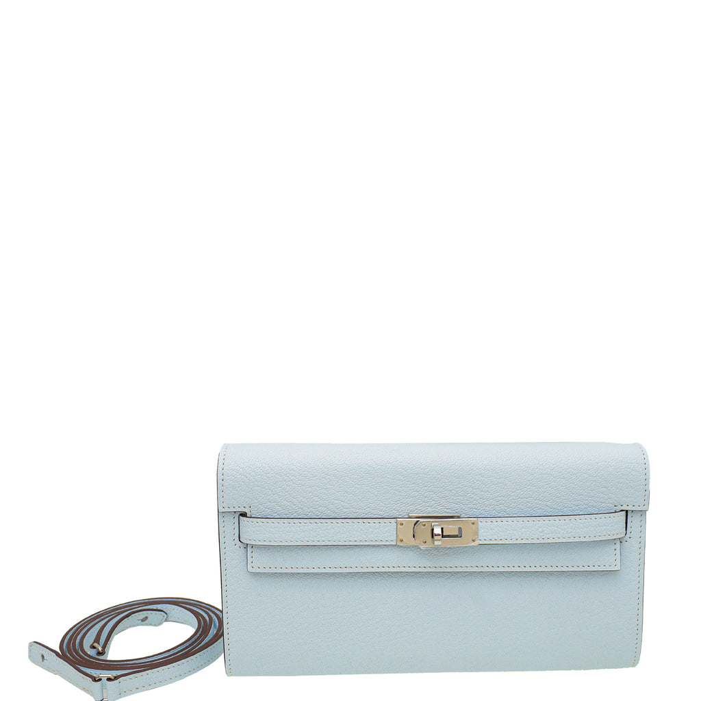 Hermes Classique Kelly To Go Wallet T0 Blue Brume with SHW year 2020
