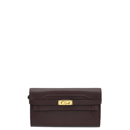 Hermes Rouge H Terre Battue Ghillies Verso Classic Kelly Wallet