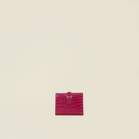 Hermes Fuchsia Shiny Alligator Bearn Compact Wallet