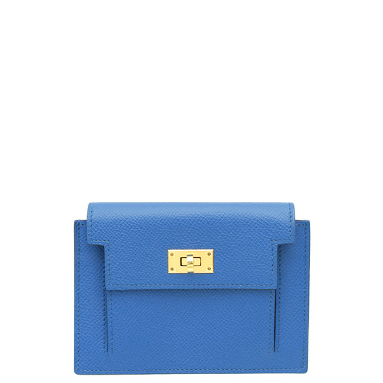 Hermes Bleu France Kelly Pocket Compact Wallet