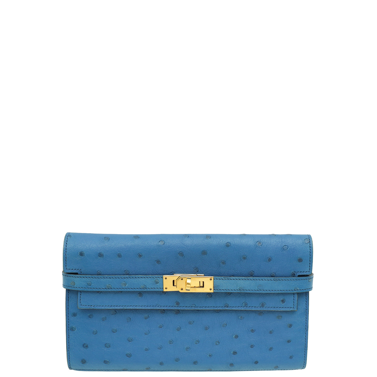 Hermes Bleuet Ostrich Kelly Classic Wallet-Hermes-THE CLOSET